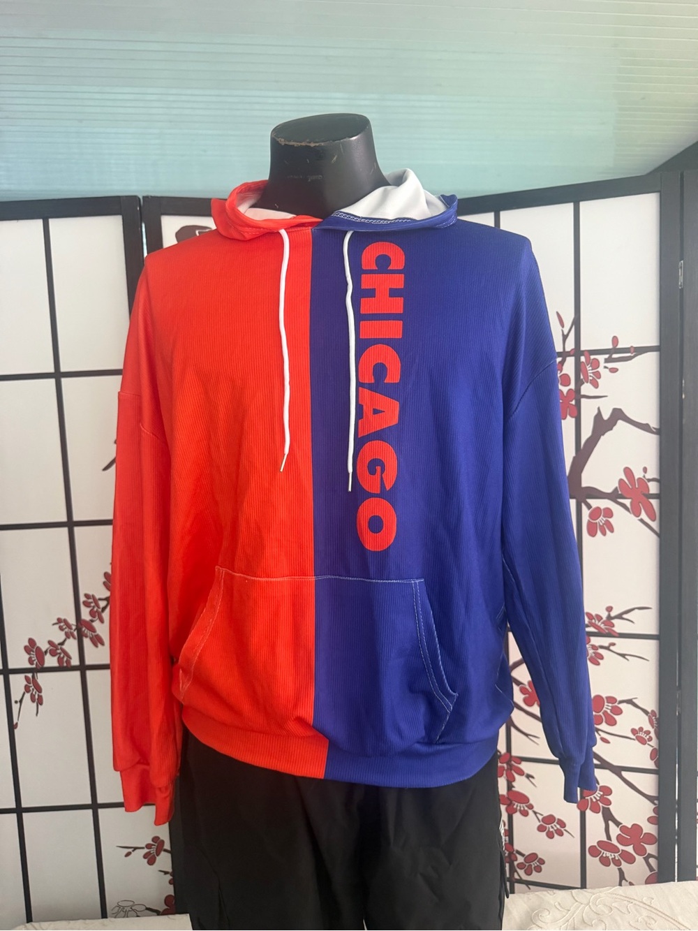 CHICAGO Split Red & Blue Pullover Hoodie